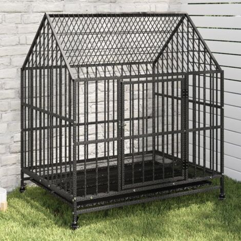 Vidaxl – Cage pour chien avec roues – Acier galvanisé – Dimensions 80x60x70cm – Accès facile avec porte à loquets – Nettoyage rapide avec plateaux amovibles
