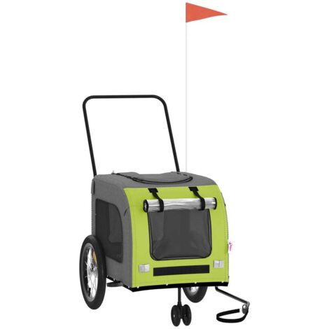 Remorque de vélo pour animaux de compagnie vert et gris vidaXL