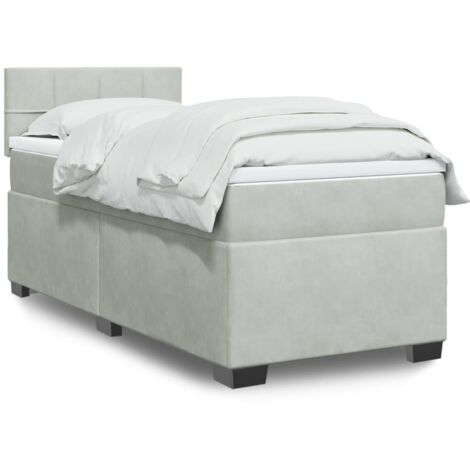 vidaXL Sommier à lattes de lit et matelas Gris clair 100x200cm Velours