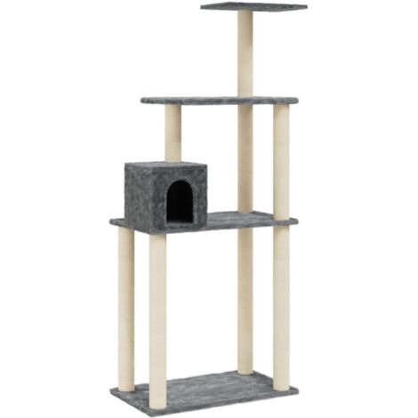 Arbre à chat avec griffoirs en sisal Gris foncé 147 cm vidaXL (1/5)