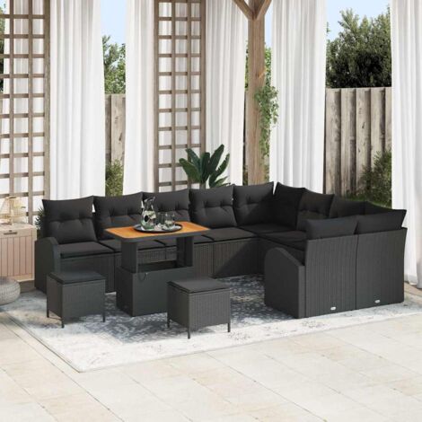 vidaXL Ensemble de canapé de jardin 12 pcs Noir 90 x 55 x 71 cm (1/5)