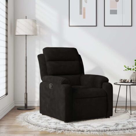 Vidaxl – Fauteuil relax inclinable noir en velours – Inclinaison manuelle jusqu'à 135° – Accoudoirs larges rembourrés – Dimensions 75x92,5x100 cm