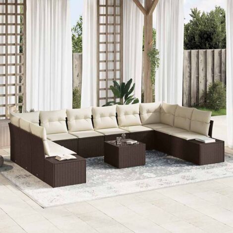 vidaXL Ensemble de canapé de jardin 11 pcs Marron Poly rotin (1/5)