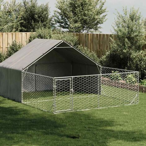 Vidaxl – Niche d'extérieur pour chien 5x3x1,9 m – Acier galvanisé résistant aux intempéries – Housse en tissu PE – Porte verrouillable