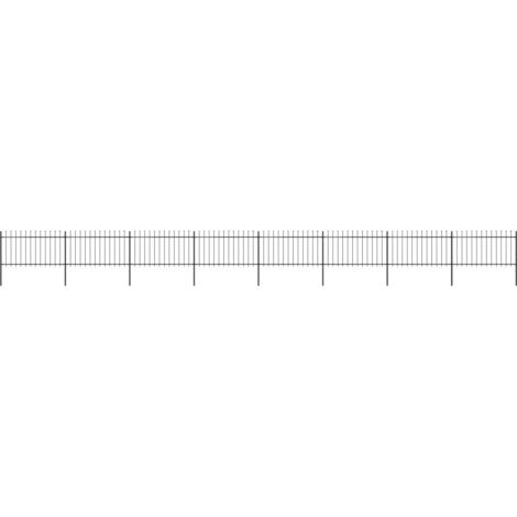 vidaXL Clôture de jardin avec dessus en lance Acier 13,6 x 1 m Noir