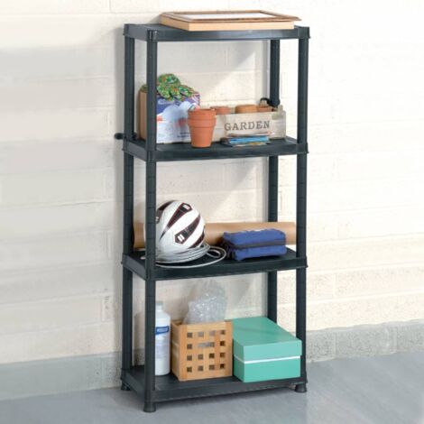 vidaXL Storage Shelf 4-Tier Black 61x30,5x130 cm Plastic