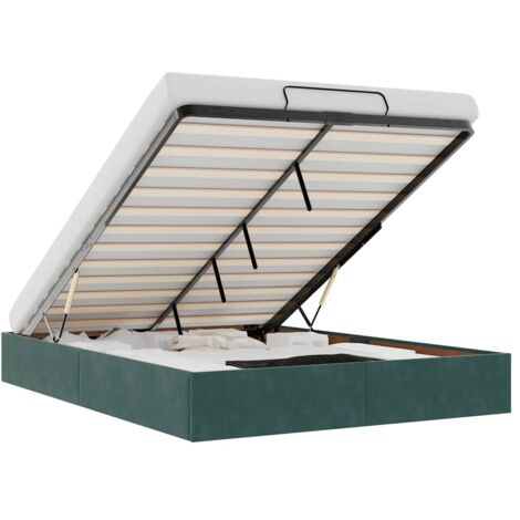 vidaXL Cadre de lit ottoman sans matelas vert foncé 140x190 cm velours (1/6)