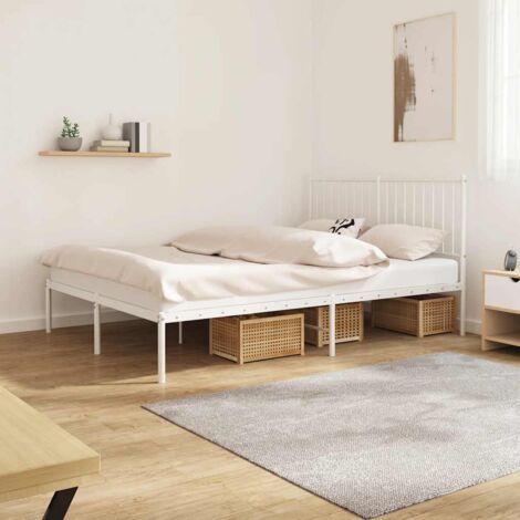 Cadre de lit métal sans matelas et tête de lit blanc 140x200 cm vidaXL (1/5)