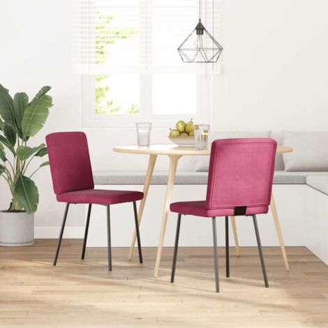 Chaises à manger lot de 2 Rouge bordeaux Velours vidaXL (1/5)