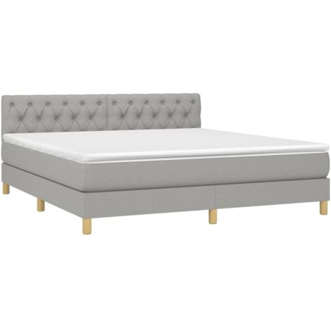 vidaXL Sommier à lattes de lit avec matelas Gris clair 160x200cm Tissu