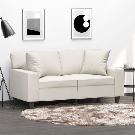 Coussins décoratifs lot de 2 Crème 40x40 cm Similicuir vidaXL (1/5)