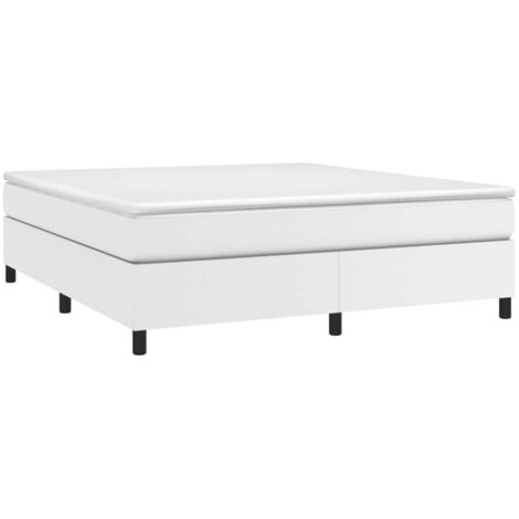 Sommier à lattes de lit avec matelas Blanc 160x200cm Similicuir vidaXL (1/5)
