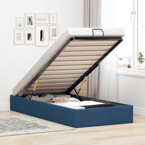 Cadre de lit ottoman sans matelas bleu 90x200 cm tissu vidaXL