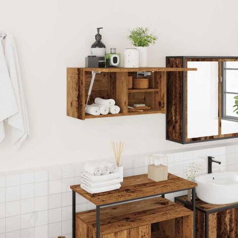 Vidaxl – Armoire murale de salle de bain en vieux bois 60x25x30 cm – Bois d'ingénierie – Capacité 60 kg – Assemblage requis