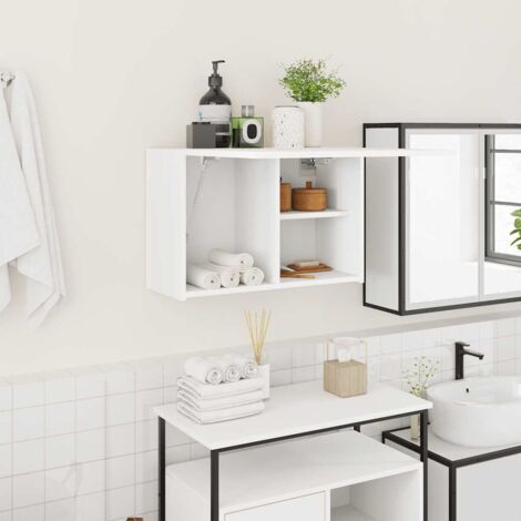 Vidaxl – Armoire murale de salle de bain blanche 60x25x40 cm – Bois d'ingénierie – Vérin à gaz pour ouverture silencieuse – Capacité 60 kg