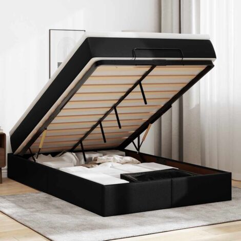 vidaXL Cadre de lit ottoman avec matelas noir 120x190 cm similicuir (1/5)
