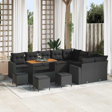 vidaXL Ensemble de canapé de jardin 13 pcs Noir 110 x 55 x 71 cm (1/5)