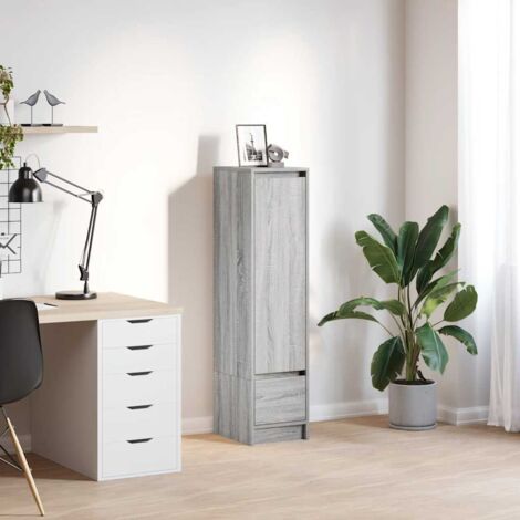Vidaxl – Buffet haut sonoma gris 29,5x34x119,5 cm – Bois d'ingénierie – 1 porte et 1 tiroir – Capacité de charge 60 kg