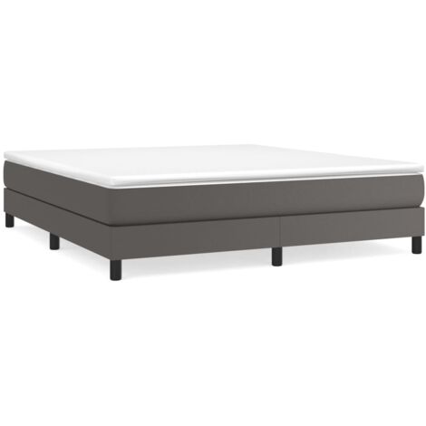 Sommier à lattes de lit avec matelas Gris 160x200 cm Similicuir vidaXL