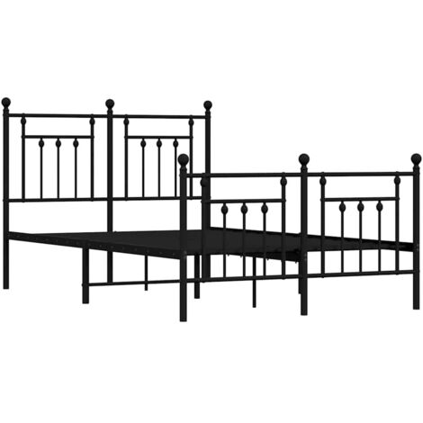 Cadre de lit métal sans matelas avec pied de lit noir 135x190cm vidaXL (1/5)