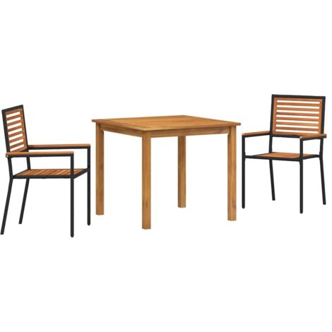 vidaXL  Garden Dining Set  3 pcs Black Solid Acacia Wood (1/5)