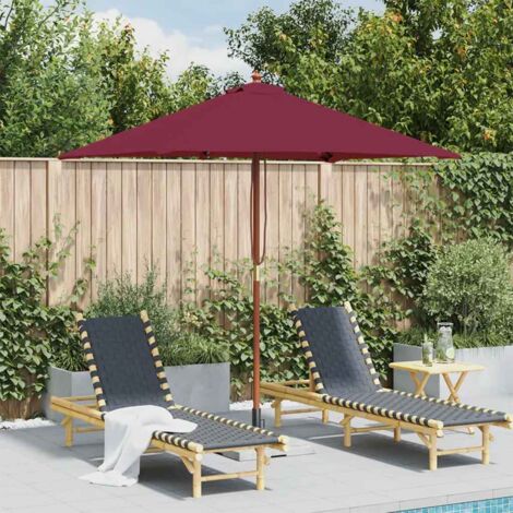 vidaXL Outdoor Parasol with Wooden Pole 150x200 cm Bordeaux Red