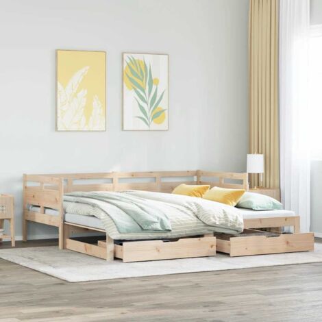 vidaXL Lit de jour avec gigogne et tiroirs sans matelas 90x190 cm (1/5)