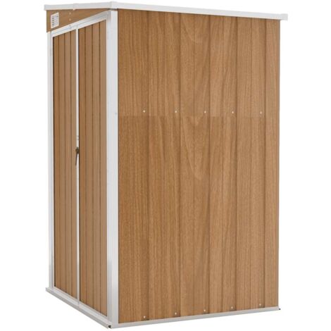 Vidaxl – Abri de jardin mural en acier galvanisé marron 118x100x178 cm – Résistant aux intempéries – Accès facile avec portes à double ouverture