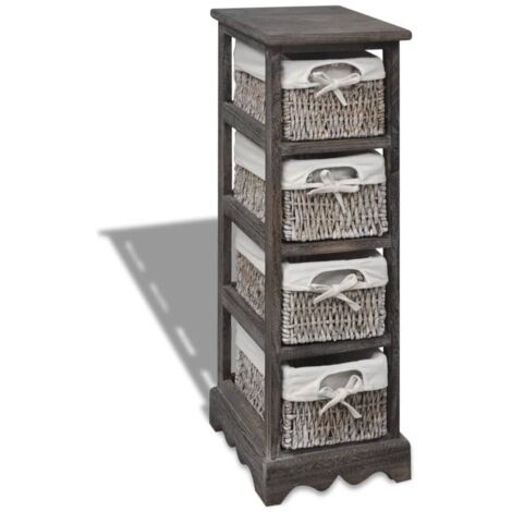 Étagère de rangement Bois Marron 4 paniers en tissage vidaXL