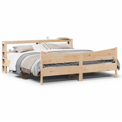 Cadre de lit avec tête de lit 200x200 cm Bois de pin massif vidaXL (1/5)