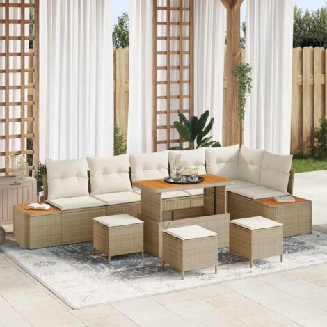 Ensemble de canapé de jardin avec coussin Beige Poly rotin vidaXL (1/5)