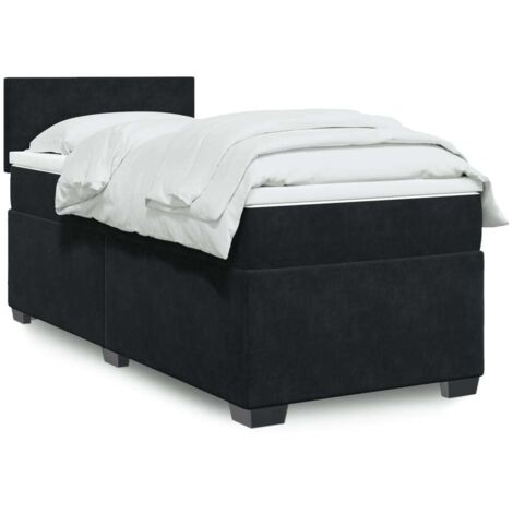 vidaXL Sommier à lattes de lit et matelas Noir 80x200 cm Velours
