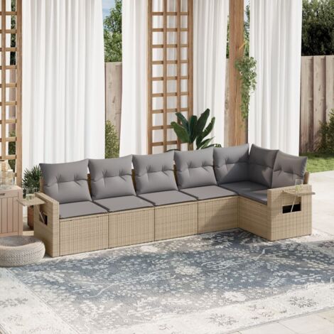 Salon de jardin avec coussins 6 pcs beige résine tressée vidaXL (1/3)