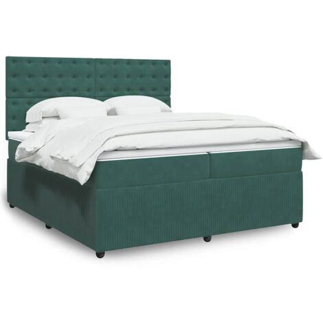 vidaXL Sommier à lattes de lit et matelas Vert foncé 200x200cm Velours
