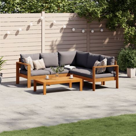 Vidaxl – Salon de jardin 4 places en bois d'acacia massif – Coussins épais amovibles – Dimensions canapé 114x68x64 cm – Table 100x50x27 cm