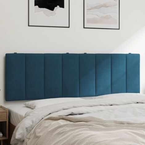 Vidaxl – Coussin de tête de lit Hanko bleu 160 cm – Velours doux 100% polyester – Rembourrage en mousse pour confort optimal – Fixation murale incluse