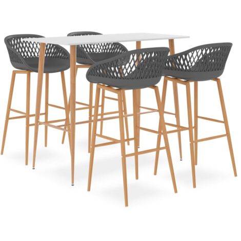 Ensemble de bar 5 pcs Blanc et gris vidaXL