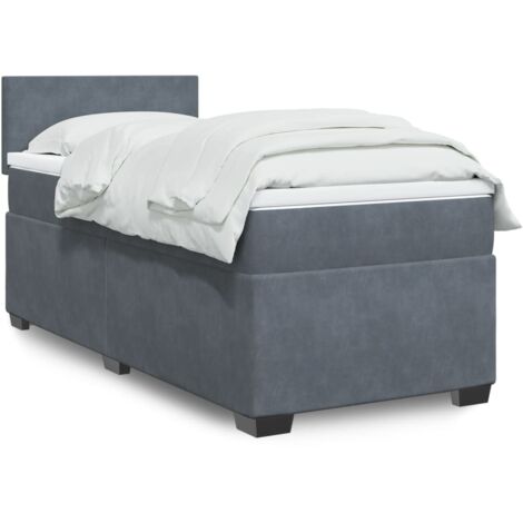 vidaXL Sommier à lattes de lit et matelas Gris foncé 80x200 cm Velours