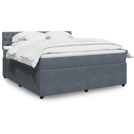 vidaXL Sommier à lattes de lit et matelas Gris foncé 180x200cm Velours (1/5)