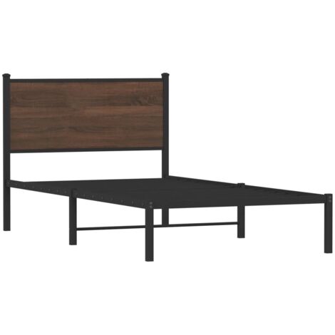 Cadre de lit en métal sans matelas chêne marron 100x190 cm vidaXL (1/5)