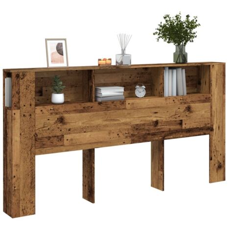 vidaXL Armoire de tête de lit vieux bois 200x18,5x102,5 cm