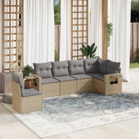 Salon de jardin avec coussins 6 pcs beige résine tressée vidaXL (1/3)