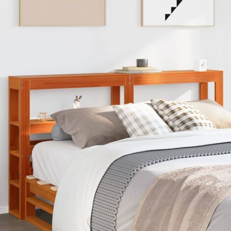 Tête de lit avec étagères marron cire 135 cm bois massif de pin vidaXL (1/5)