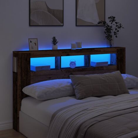 vidaXL Tête de lit à LED vieux bois 180x18,5x103,5cm bois d'ingénierie