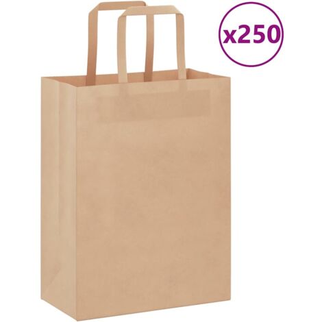 vidaXL Sacs en papier kraft 250 pcs avec poignées marron 21x11x28 cm (1/5)