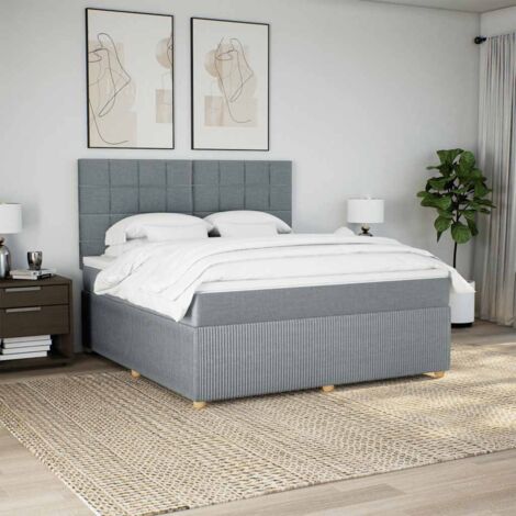 Sommier à lattes de lit avec matelas Gris clair 180x200cm Tissu vidaXL (1/5)