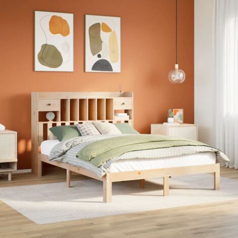 Lit bibliothèque sans matelas 140x200 cm bois massif de pin vidaXL (1/5)