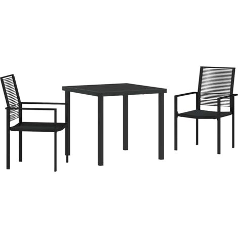Ensemble de salle à manger pour jardin 3 pcs Noir Rattan PVC vidaXL (1/5)