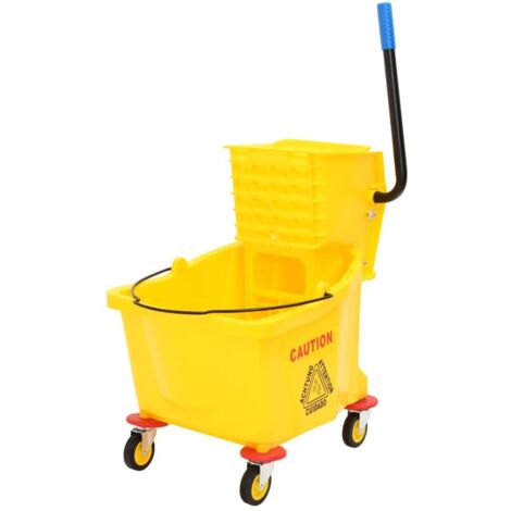 Seau à serpillière avec essoreuse et roues jaune 36 L PP vidaXL (1/5)