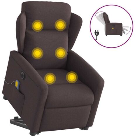 vidaXL Fauteuil inclinable de massage électrique Marron foncé Tissu (1/5)